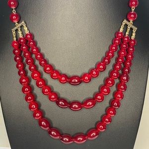 The Limited Red And Gold Multi layered Necklace